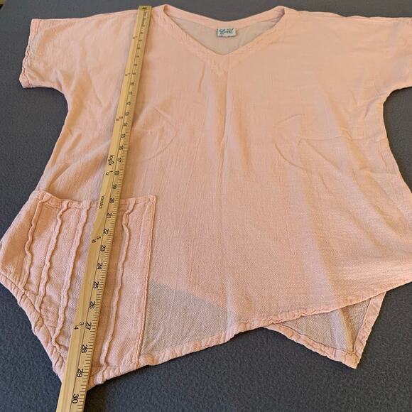Oh My Gauze! Pink Short Sleeve Asymmetrical Top Size 1 (S/M) Flowy Boho - Picture 6 of 7
